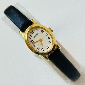Timex Cavatina Women's Watch Gold Black Leather Band T21912